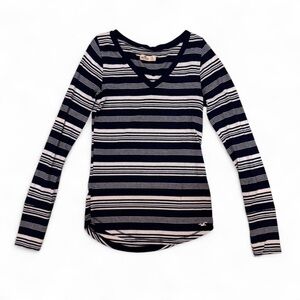 Hollister navy striped long sleeve top